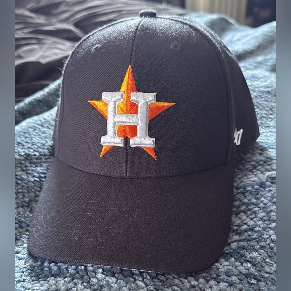 Navy Astros SnapBack Baseball Hat with Orange H Star Logo